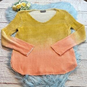 Wooden Ships Yellow Coral Ombre V Neck Knit Sweater sz S/M